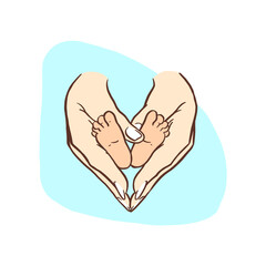 Mother's hands, motherhood, love, symbol and illustration