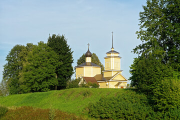 Wooden church on the hill.