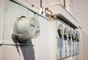 Electricity meter on outside of building