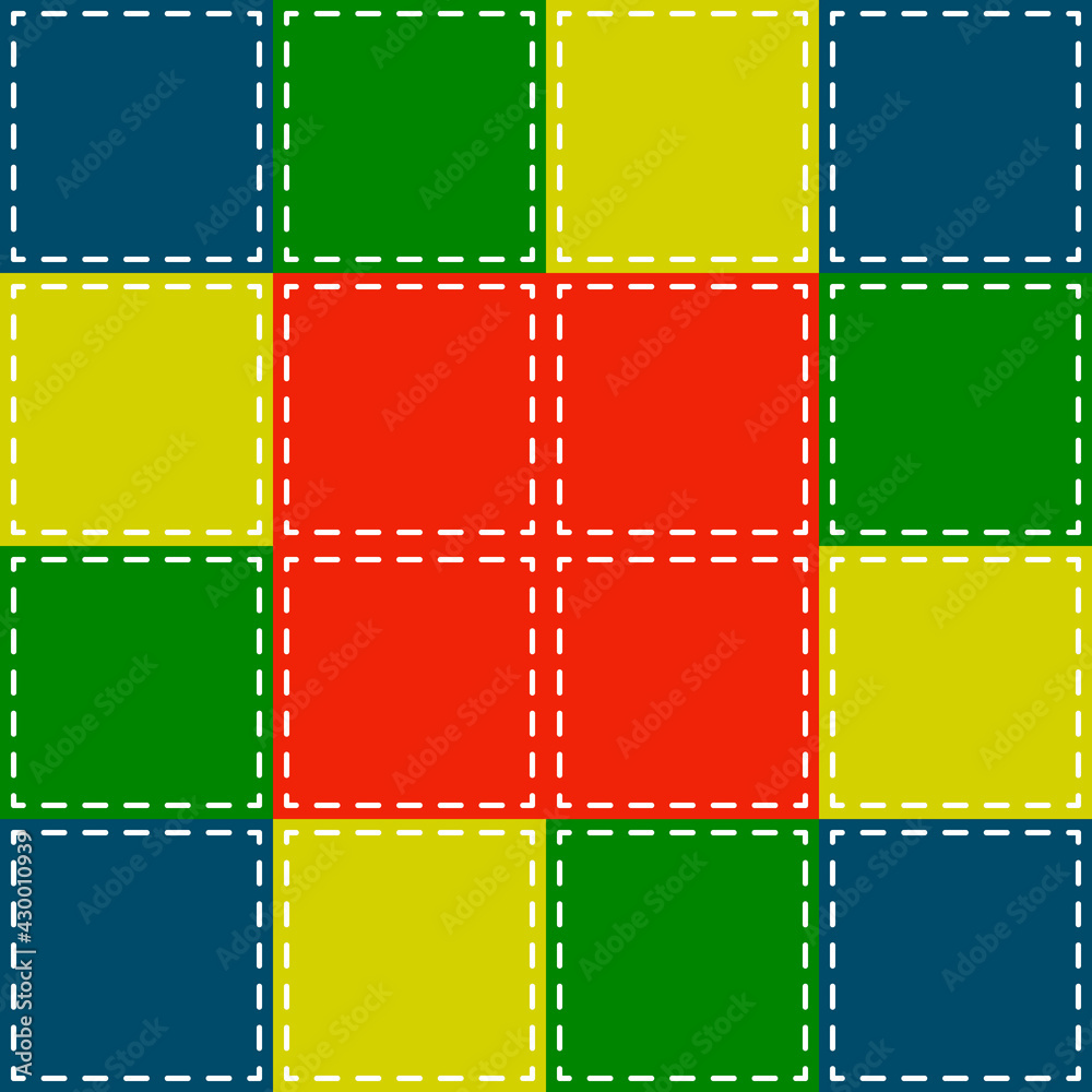Aufkleber Four colors squares and dashed patches. Vector.
