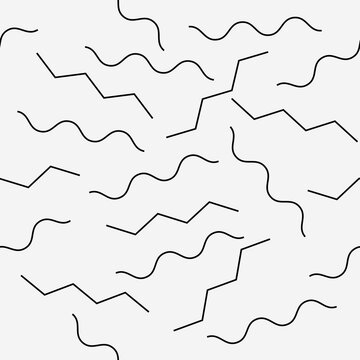 Toothed and rounded stripes pattern. Seamless black lines in vector.
