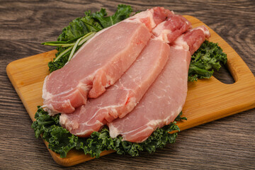Raw pork steak for cooking