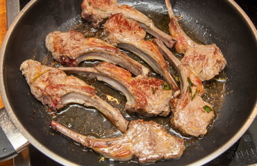 lamb racks in a pan
