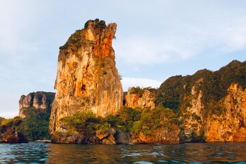 the cliffs of Krabi at sunset, Thailand 