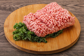 Raw pork minced meat for cooking