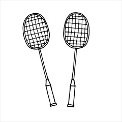 Set Badminton rackets, badminton racket isolated, badminton, sport equipment