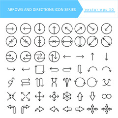 Simple thin arrow and direction icon vector set on a white background. Royalty-free.