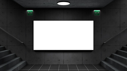 White poster of a subway station to place a poster design.