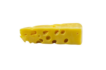 Piece of swiss cheese isolated on white background