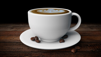 Porcelain coffee cup with black background. Ideal for placing a logo.