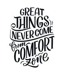 Obraz premium Hand drawn lettering quote in modern calligraphy style about business motivation. Inspiration slogan for print and poster design. Vector