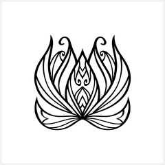 Lotus flower doodle icon isolated on white. Flower coloring page book. Sketch vector stock illustration. EPS 10
