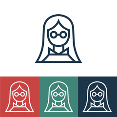 Linear vector icon with teacher