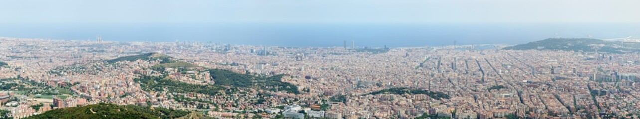 Panorama of Barcelona from Tibidabo mountain, Catalonia, Spain.