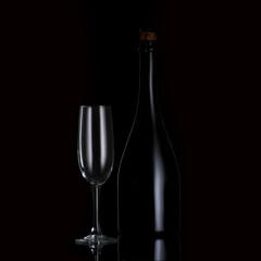 wine bottle and glass
