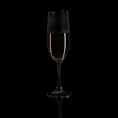champagne glass on black