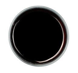 Glass red wine isolated on white background, top view