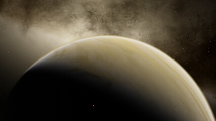 Obraz na płótnie Canvas earth-like planet in far space, planets background 3d render