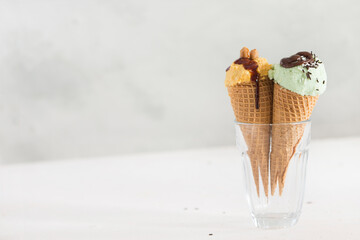 Ice cream with mint and chocolate