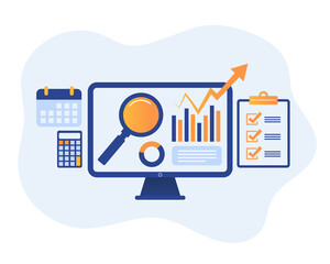 digital auditing - demand analysts - business tax - flat illustration