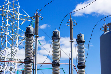 High-voltage circuit breakers at an electrical substation
