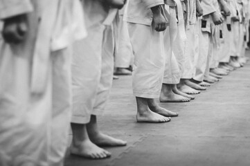 karate-do training and a healthy lifestyle. Styling for a film photo. Added film noise and motion...