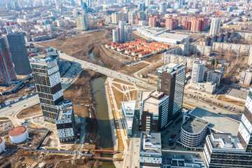 Obraz premium Modern residential buildings in city center of Yekaterinburg