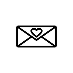 Love envelope icon. Valentine sign. Web line icon. Love Letter. romantic decoration post symbol. Envelope With Heart Love Icon Vector Design Template.