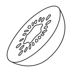 Kiwi fruit vector outline icon. Vector illustration kiwifruit on white background. Isolated outline illustration icon of kiwi fruit .