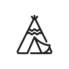 Tent Icon Design Vector Symbol Camp Travel Event. Camping tent at outdoor camp or tipi, teepee flat icon for apps and websites © fanisa