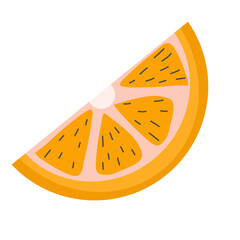 An orange slice is isolated on a white background. Vector illustration in a flat linear style. Citrus fruit orange