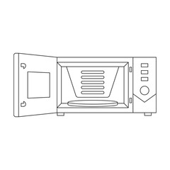 Microwave vector outline icon. Vector illustration oven kitchen on white background. Isolated outline illustration icon of microwave .