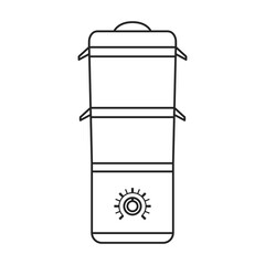 Steam cooker vector outline icon. Vector illustration double boiler on white background. Isolated outline illustration icon of steam cooker.