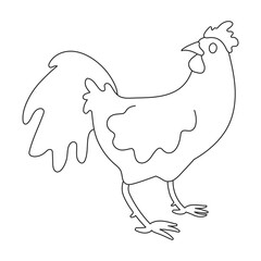 Cock vector outline icon. Vector illustration rooster on white background. Isolated outline illustration icon of cock.