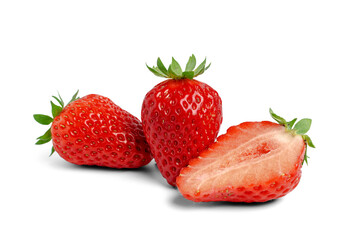 fresh ripe strawberries isolated on a white background