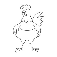 Cock rooster vector outline icon. Vector illustration rooster on white background. Isolated outline illustration icon of cock .