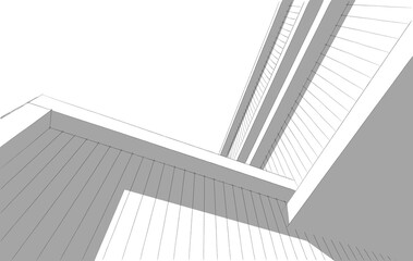 modern building architectural 3d illustration
