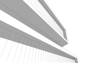 modern building architectural 3d illustration