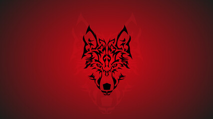 Angry Wolf line art on Gradient BG