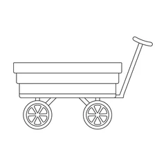 Deurstickers Garden wagon vector outline icon. Vector illustration farm cart on white background. Isolated outline illustration icon of garden wagon. © VectorVicePhoto
