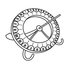 Sundial vector outline icon. Vector illustration sun clock on white background. Isolated outline illustration icon of sundial.