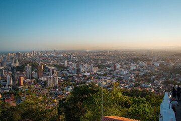 Aerial view of the city and buildings