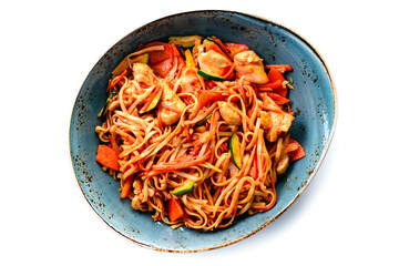 chinese stir-fried noodles with chicken