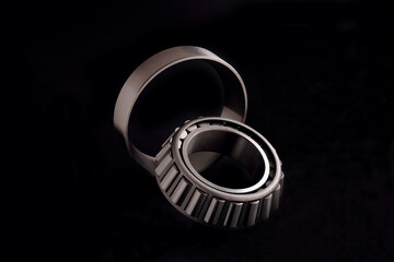 roller bearing on black background, blank for creativity close-up