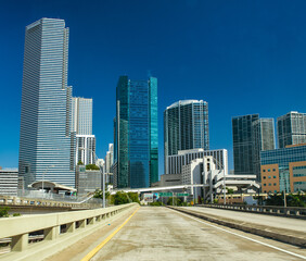 Fototapeta na wymiar Major road to Downtown Miami, Florida