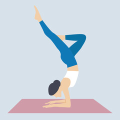 Yoga. Young woman going yoga to stress release . The girl is engaged in yoga. Vector illustration.