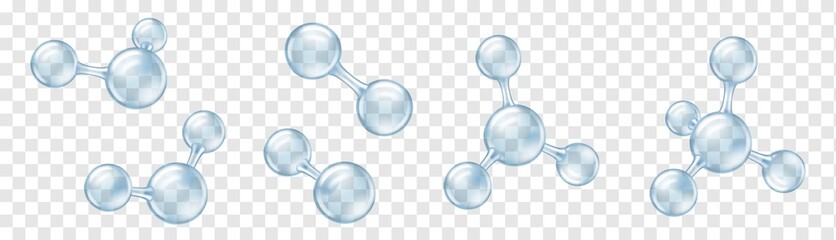 Molecular balls. Transparent models of chemical molecule or atom for education and web design - obrazy, fototapety, plakaty