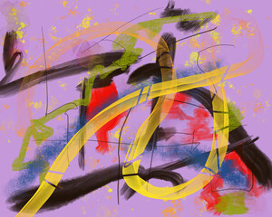 A dynamic digital abstract painting with a variety of creative  graffiti inspired paint strokes.