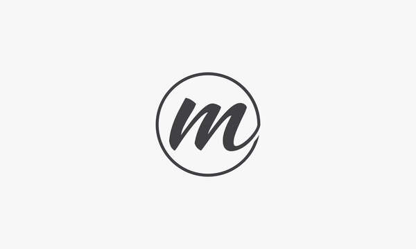 script letter M circle lines logo concept isolated on white background.