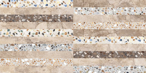 beige stone and colorful terrazzo textured mosaic background